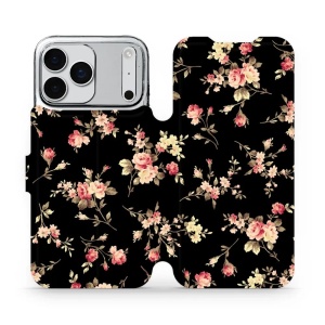Flipové pouzdro Mobiwear - Apple iPhone 17 Pro Max - VD02S Květy na černé