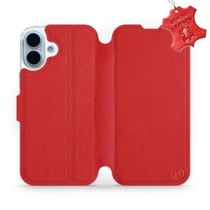 Kožené flip pouzdro Mobiwear - Apple iPhone 17 - Červené