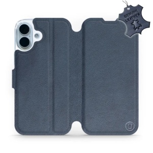 Kožené flip pouzdro Mobiwear - Apple iPhone 17 - Modré