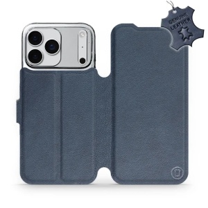 Kožené flip pouzdro Mobiwear - Apple iPhone 17 Pro Max - Modré - VÝPRODEJ