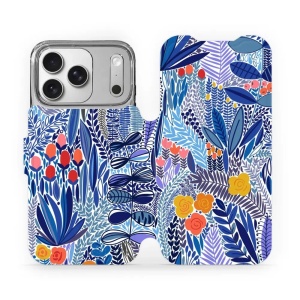 Flipové pouzdro Mobiwear - Apple iPhone 17 Pro - MP03P Modrá květena