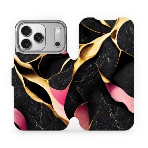 Flipové pouzdro Mobiwear - Apple iPhone 17 Pro - VP35S Černý a zlatavý mramor