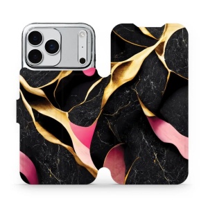 Flipové pouzdro Mobiwear - Apple iPhone 17 Pro Max - VP35S Černý a zlatavý mramor