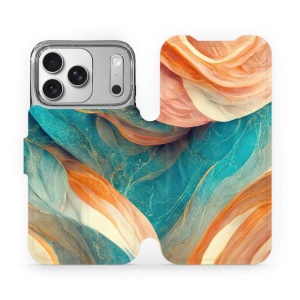Flipové pouzdro Mobiwear - Apple iPhone 17 Pro - VP36S Azurový a oranžový mramor