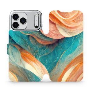 Flipové pouzdro Mobiwear - Apple iPhone 17 Pro Max - VP36S Azurový a oranžový mramor