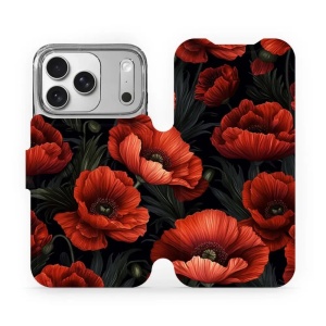 Flipové pouzdro Mobiwear - Apple iPhone 17 Pro - VP45S Temné červené květy