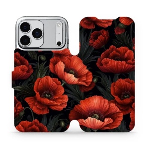 Flipové pouzdro Mobiwear - Apple iPhone 17 Pro Max - VP45S Temné červené květy