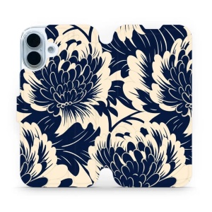 Flipové pouzdro Mobiwear - Apple iPhone 17 - VA40S Modré a béžové květy