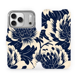 Flipové pouzdro Mobiwear - Apple iPhone 17 Pro - VA40S Modré a béžové květy