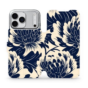 Flipové pouzdro Mobiwear - Apple iPhone 17 Pro Max - VA40S Modré a béžové květy