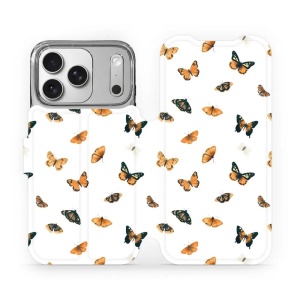 Flipové pouzdro Mobiwear - Apple iPhone 17 Pro - VP77S Oranžoví motýlci
