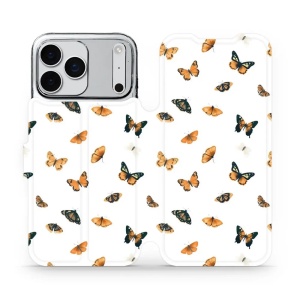 Flipové pouzdro Mobiwear - Apple iPhone 17 Pro Max - VP77S Oranžoví motýlci