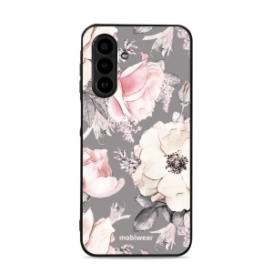 Lesklý kryt Mobiwear Glossy - Samsung Galaxy A17 / A17 5G - G034G - Květy na šedém pozadí