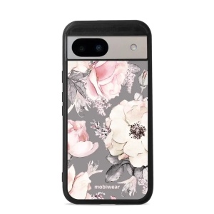 Lesklý kryt Mobiwear Glossy - Google Pixel 8A - G034G - Květy na šedém pozadí