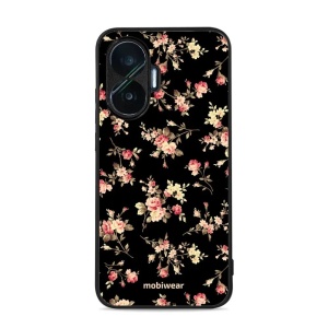 Lesklý kryt Mobiwear Glossy - Xiaomi Poco F7 - G039G - Květy na černé