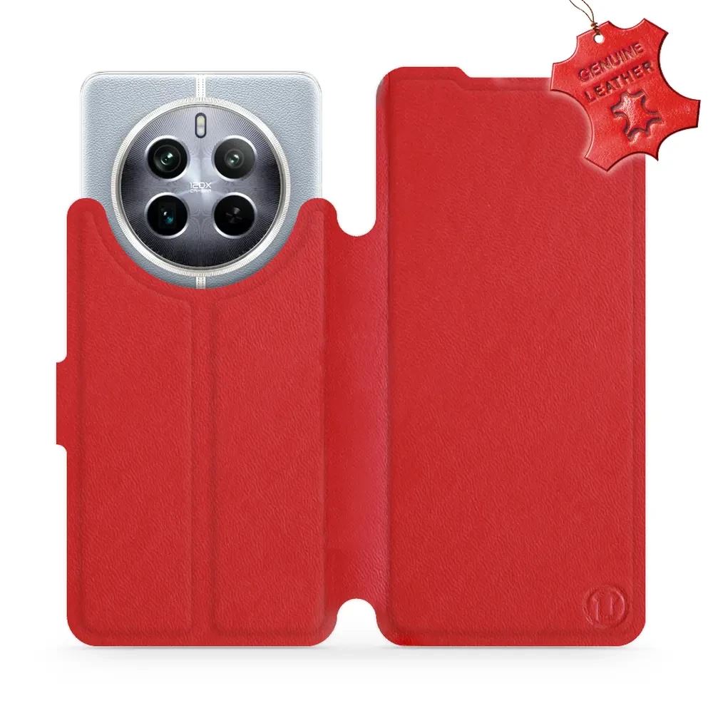 Kožené flip pouzdro Mobiwear - Realme 12 5G - Červené
