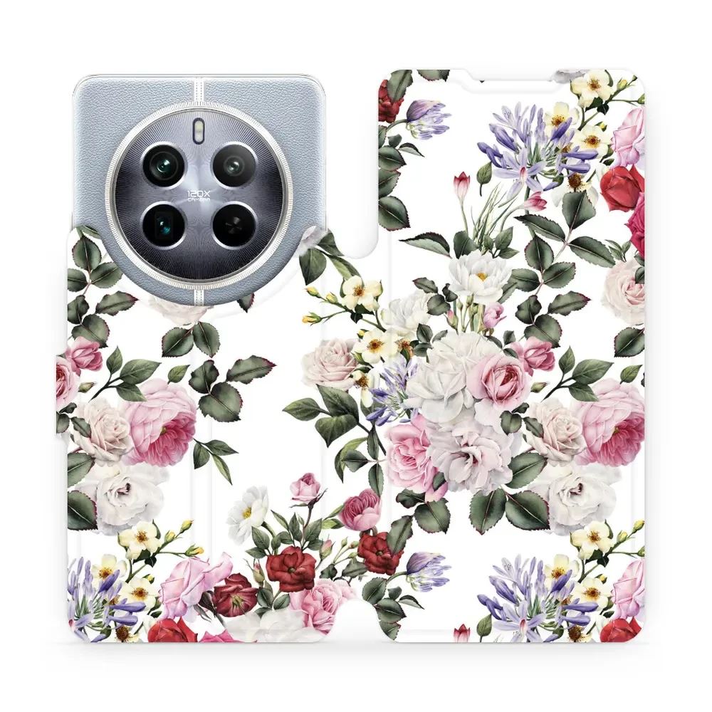 Flipové pouzdro Mobiwear - Realme 12 Pro 5G - MD01S Růže na bílé