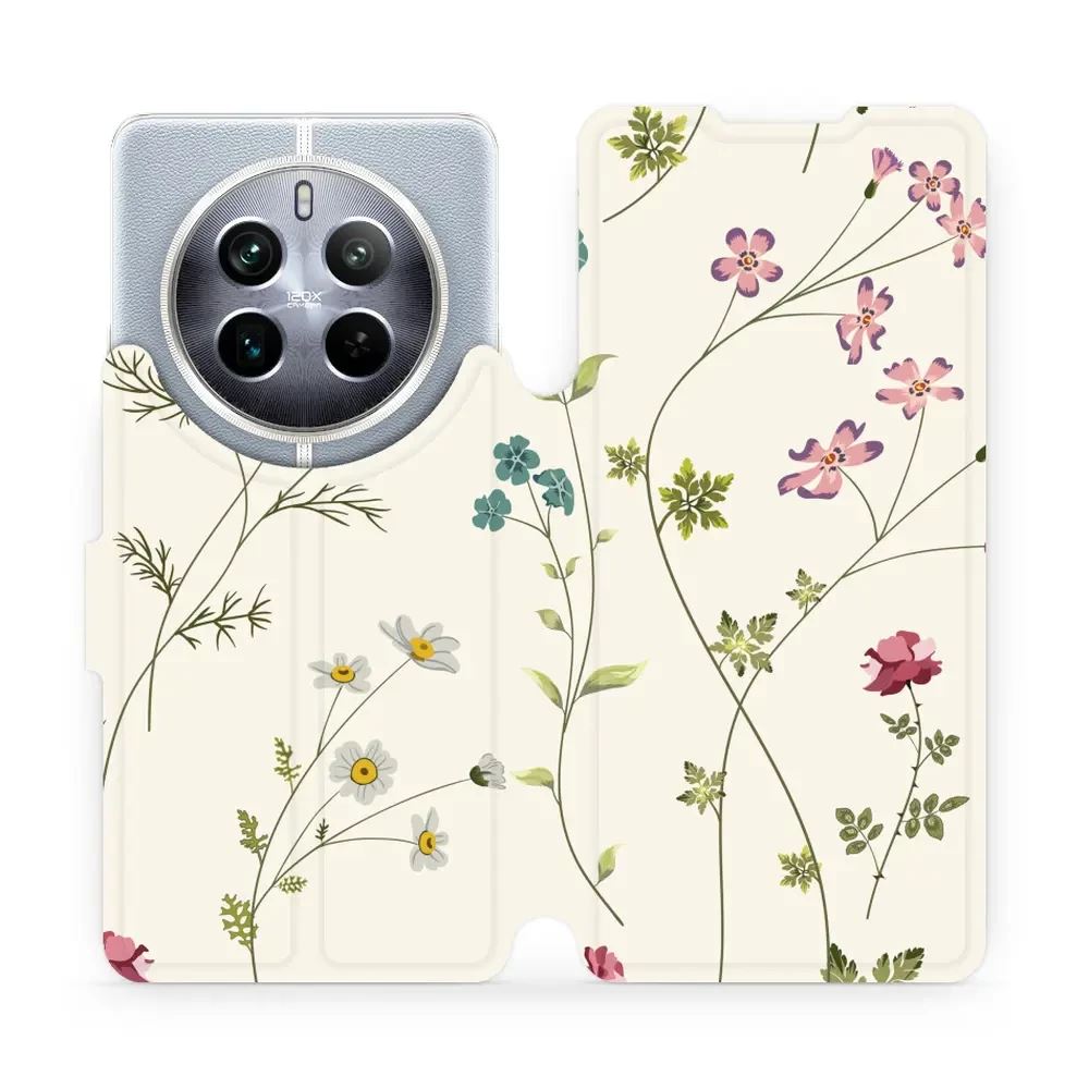 Flipové pouzdro Mobiwear - Realme 12 Pro 5G - MD03S Tenké rostlinky s květy