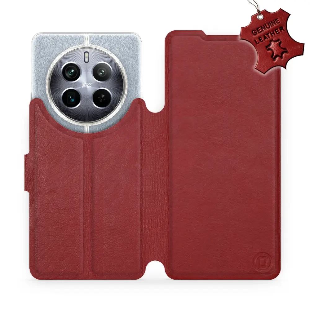 Kožené flip pouzdro Mobiwear - Realme 12 Pro 5G - Tmavě červené