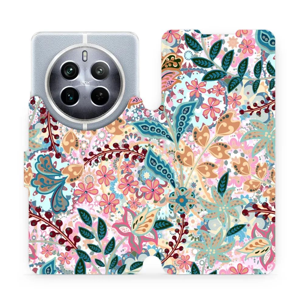 Flipové pouzdro Mobiwear - Realme 12 Pro 5G - MX04S Spletité kvítky a listy