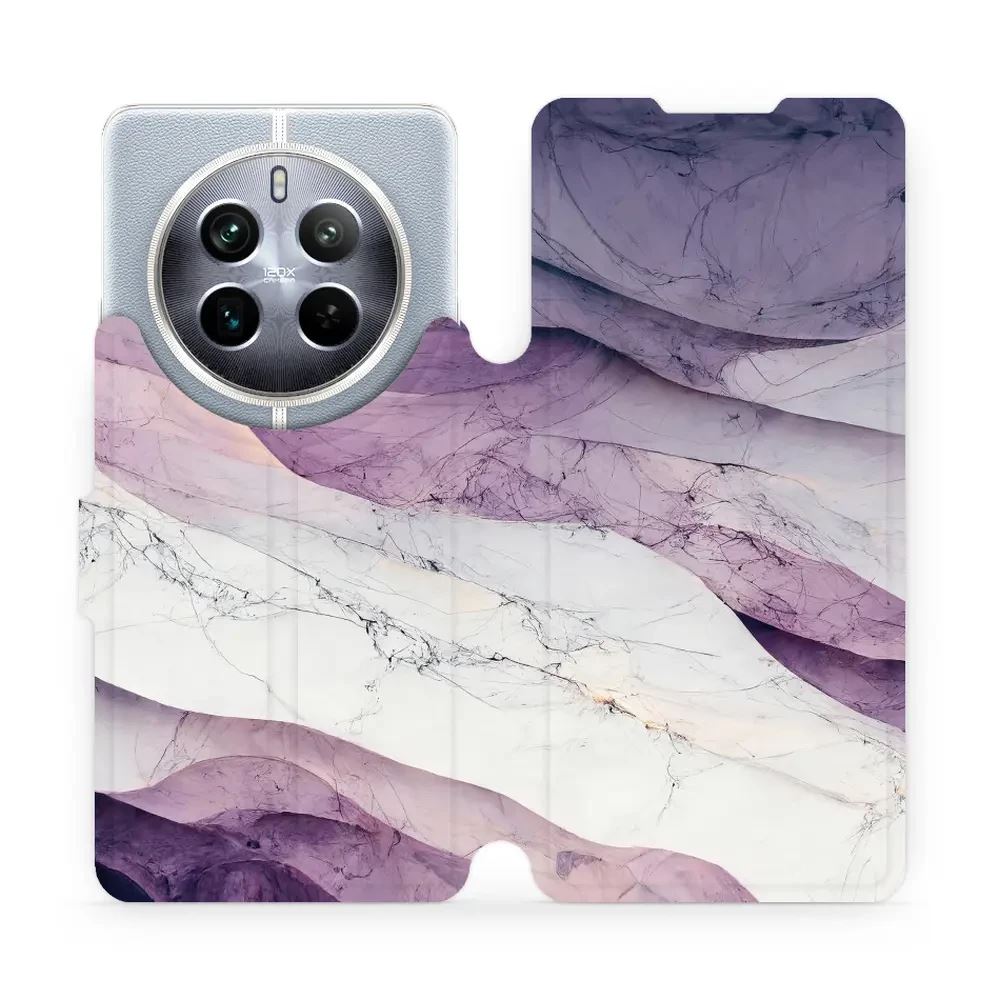 Flipové pouzdro Mobiwear - Realme 12 Pro 5G - VP31S Bílý a fialový mramor