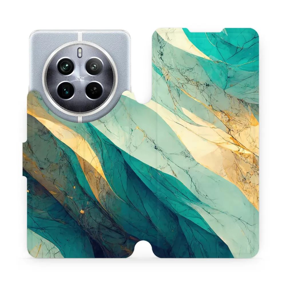 Flipové pouzdro Mobiwear - Realme 12 Pro 5G - VP37S Zlatavý a zelenkavý mramor