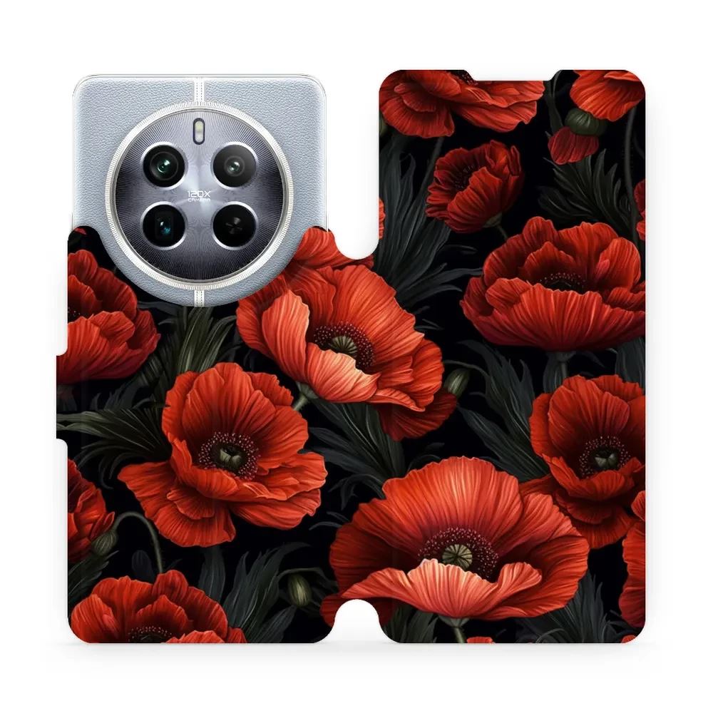 Flipové pouzdro Mobiwear - Realme 12 Pro 5G - VP45S Temné červené květy