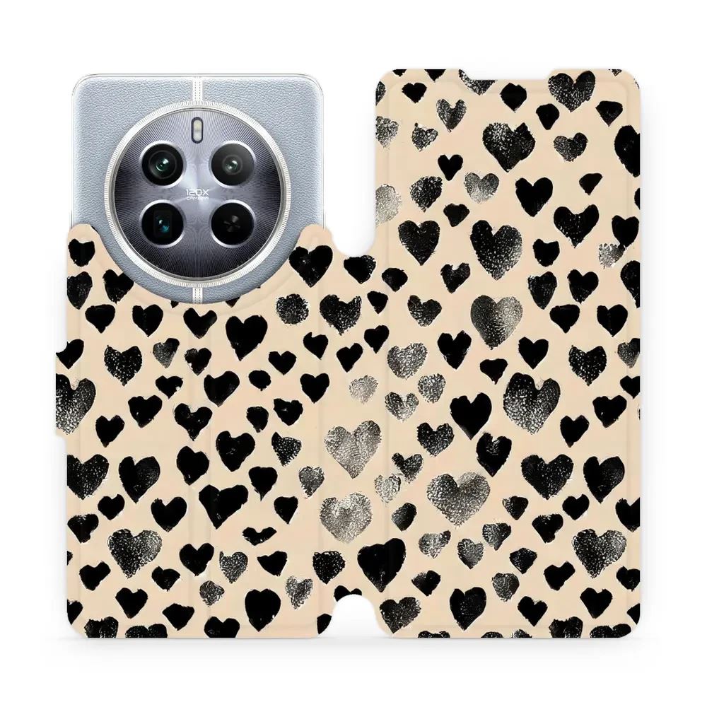 Flipové pouzdro Mobiwear - Realme 12 Pro 5G - VA51S Černá srdíčka