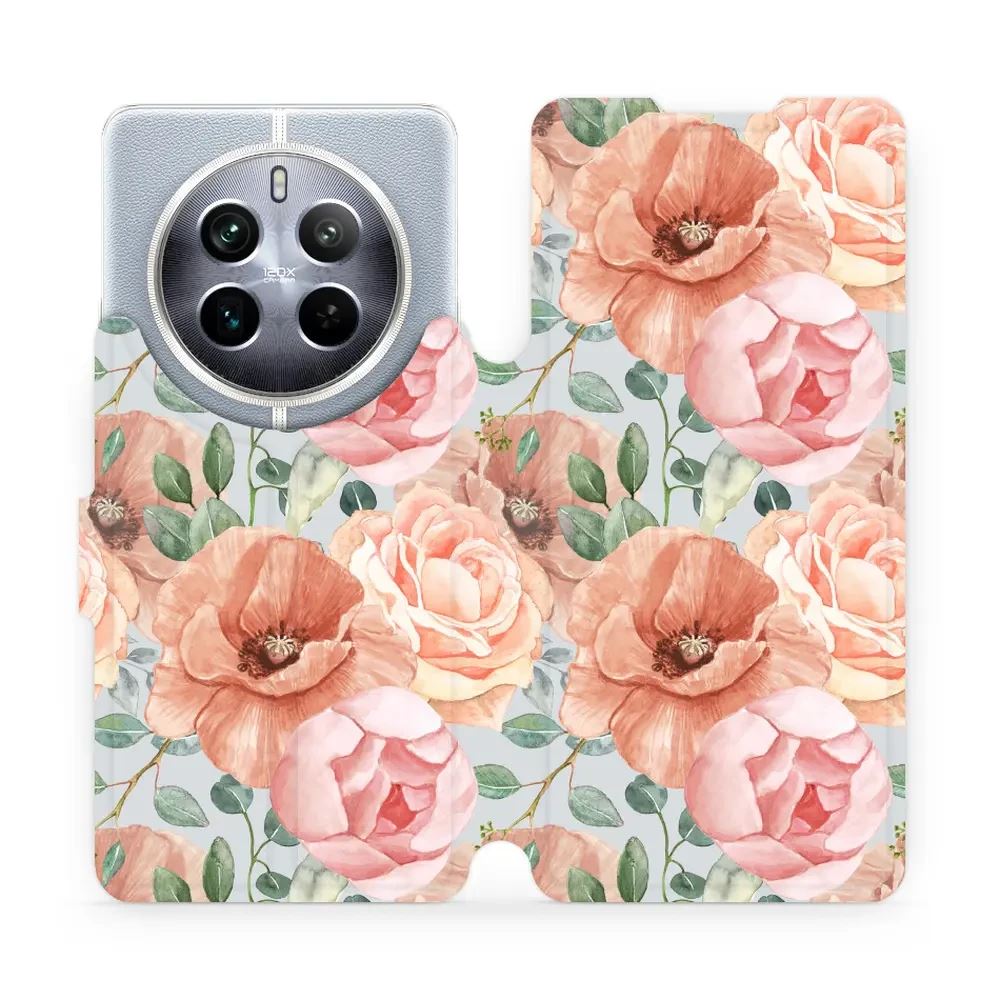 Flipové pouzdro Mobiwear - Realme 12 Pro Plus 5G - MP02S Pastelové květy