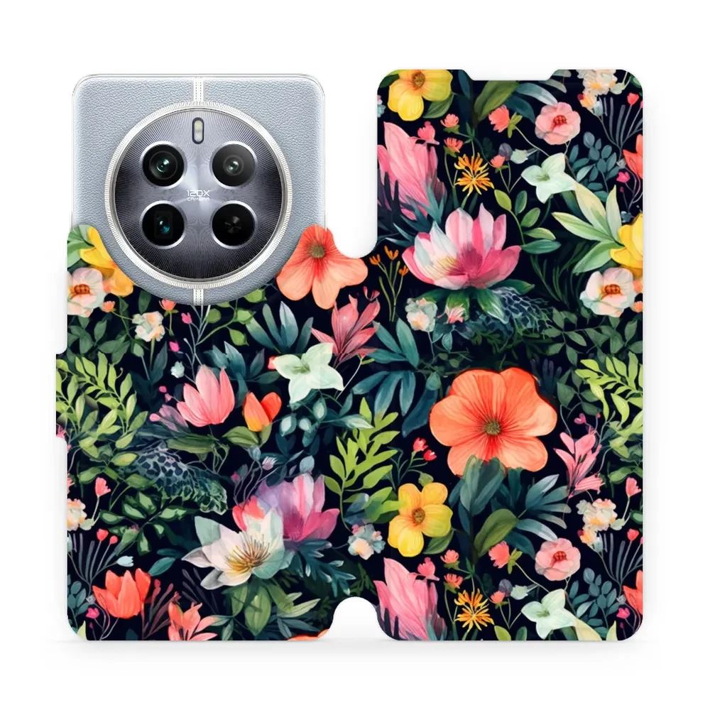 Flipové pouzdro Mobiwear - Realme 12 Pro Plus 5G - VP48S Pestré kvítky