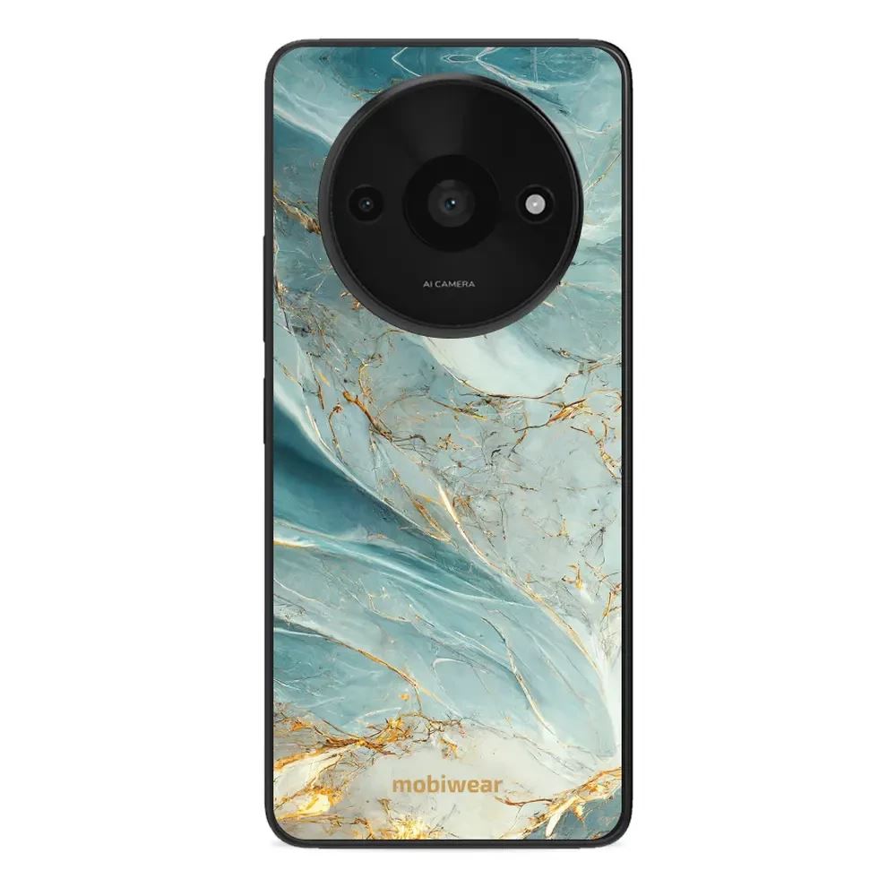 Lesklý kryt Mobiwear Glossy - Xiaomi Redmi A3 - G022G Zelenkavý a zlatavý mramor - VÝPRODEJ