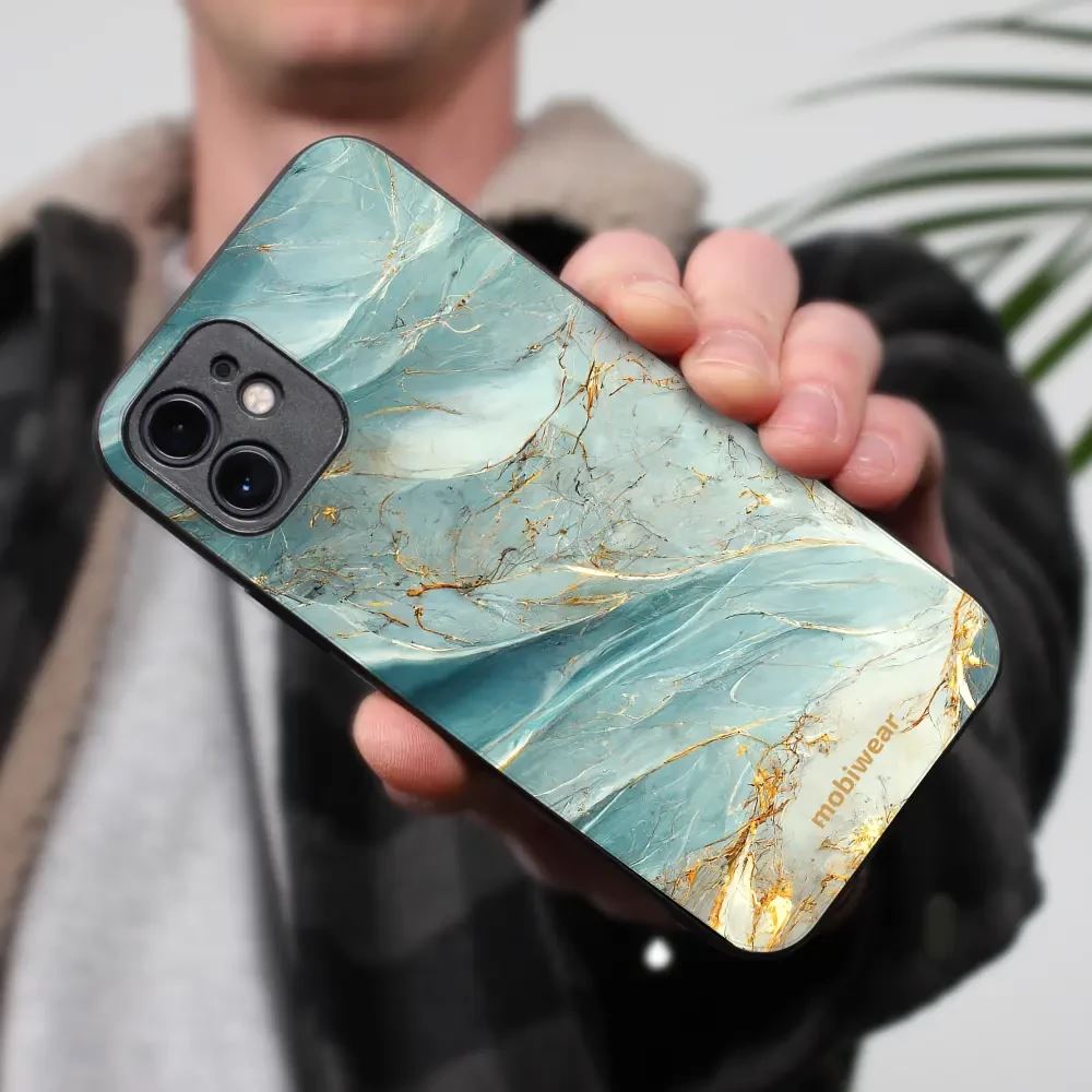 Lesklý kryt na mobil Samsung Galaxy Z Fold7 - Mobiwear Glossy G022G, zelenkavý a zlatavý mramor