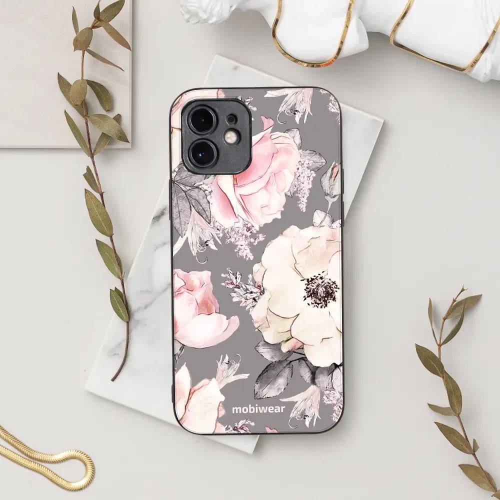 Lesklý kryt na mobil Samsung Galaxy Z Fold7 - Mobiwear Glossy G034G, květy na šedém pozadí