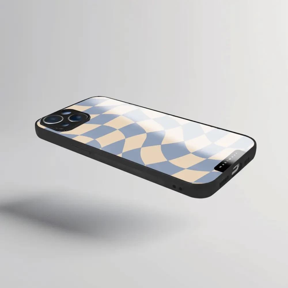 Lesklý kryt na mobil Samsung Galaxy Z Fold7 - Mobiwear Glossy GA59G, modrá a béžová šachovnice