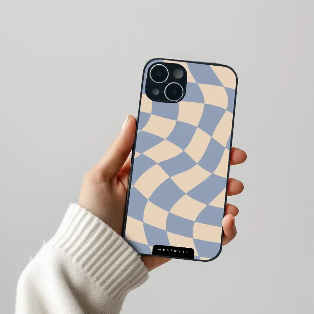 Lesklý kryt na mobil Samsung Galaxy Z Fold7 - Mobiwear Glossy GA59G, modrá a béžová šachovnice