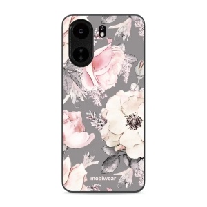 Lesklý kryt Mobiwear Glossy - Xiaomi Redmi 13C - G034G - Květy na šedém pozadí