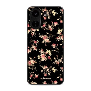 Lesklý kryt Mobiwear Glossy - Xiaomi Poco C65 - G039G - Květy na černé