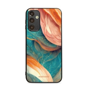 Lesklý kryt Mobiwear Glossy - Samsung Galaxy A25 5G - G025G - Azurový a oranžový mramor