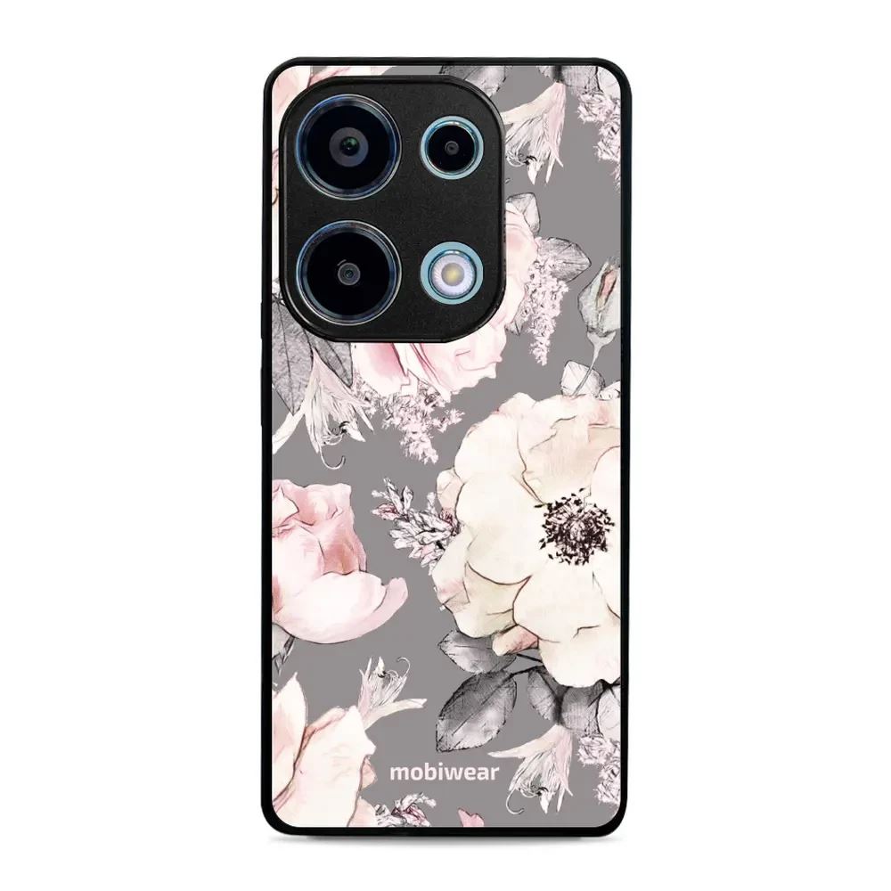 Lesklý kryt Mobiwear Glossy - Xiaomi Redmi Note 13 Pro 4G / Poco M6 Pro 4G - G034G - Květy na šedém pozadí