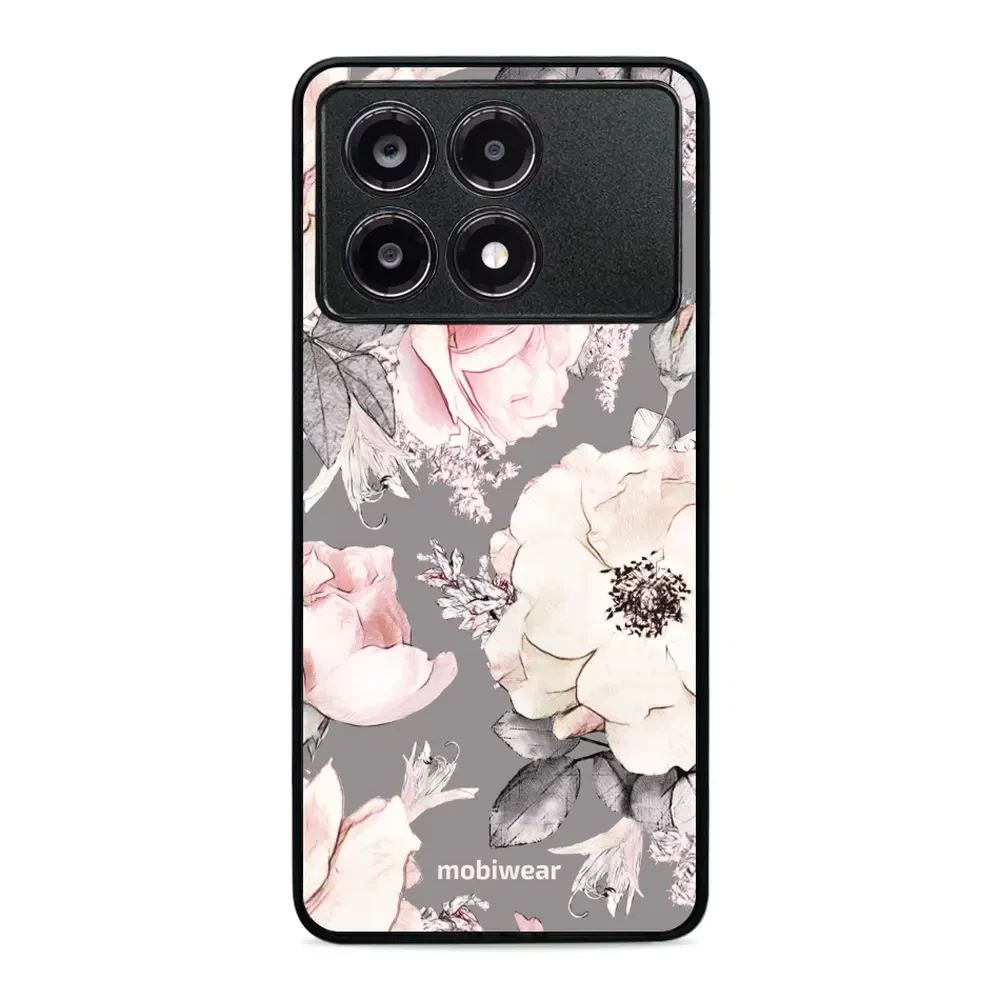 Lesklý kryt Mobiwear Glossy - Xiaomi Poco X6 Pro 5G - G034G - Květy na šedém pozadí