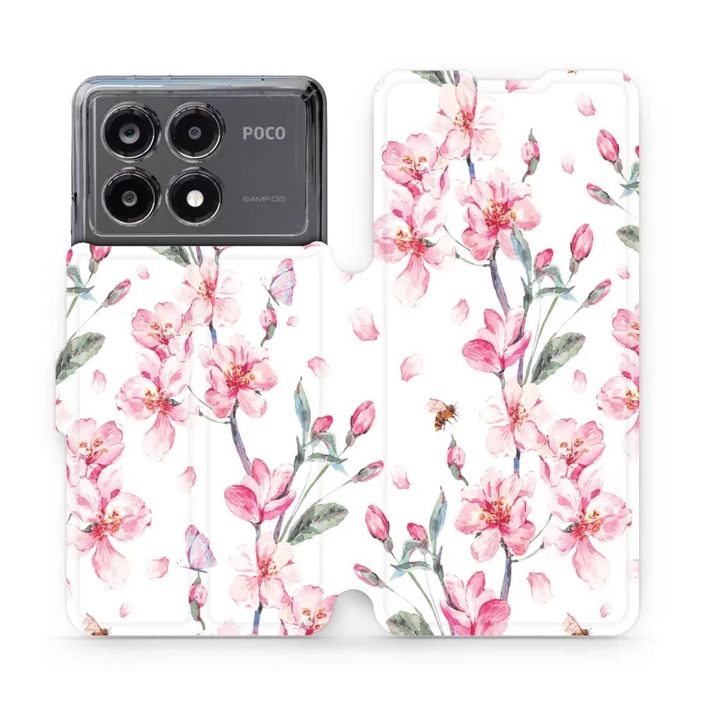 Flipové pouzdro Mobiwear - Xiaomi Poco X6 Pro 5G - M124S Růžové květy