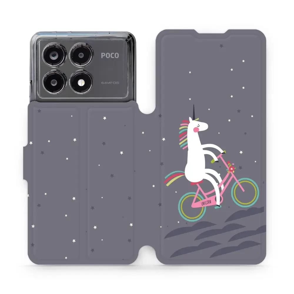 Flipové pouzdro Mobiwear - Xiaomi Poco X6 Pro 5G - V024P Jednorožec na kole