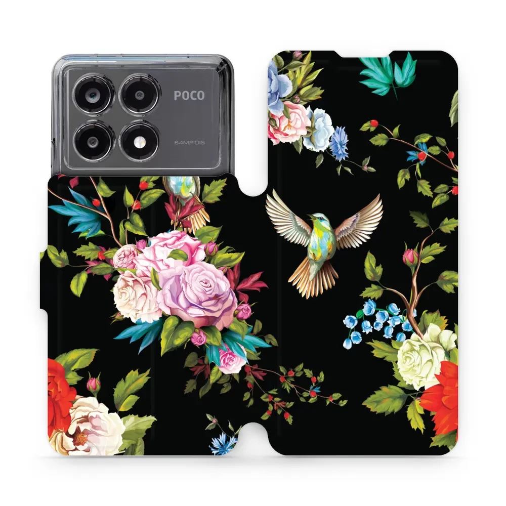 Flipové pouzdro Mobiwear - Xiaomi Poco X6 Pro 5G - VD09S Ptáčci a květy