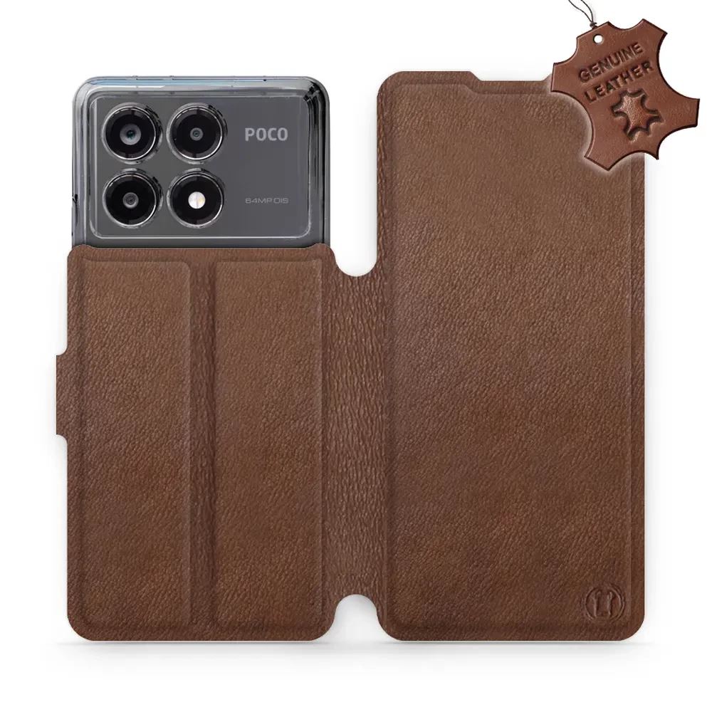 Kožené flip pouzdro Mobiwear - Xiaomi Poco X6 Pro 5G - Hnědé
