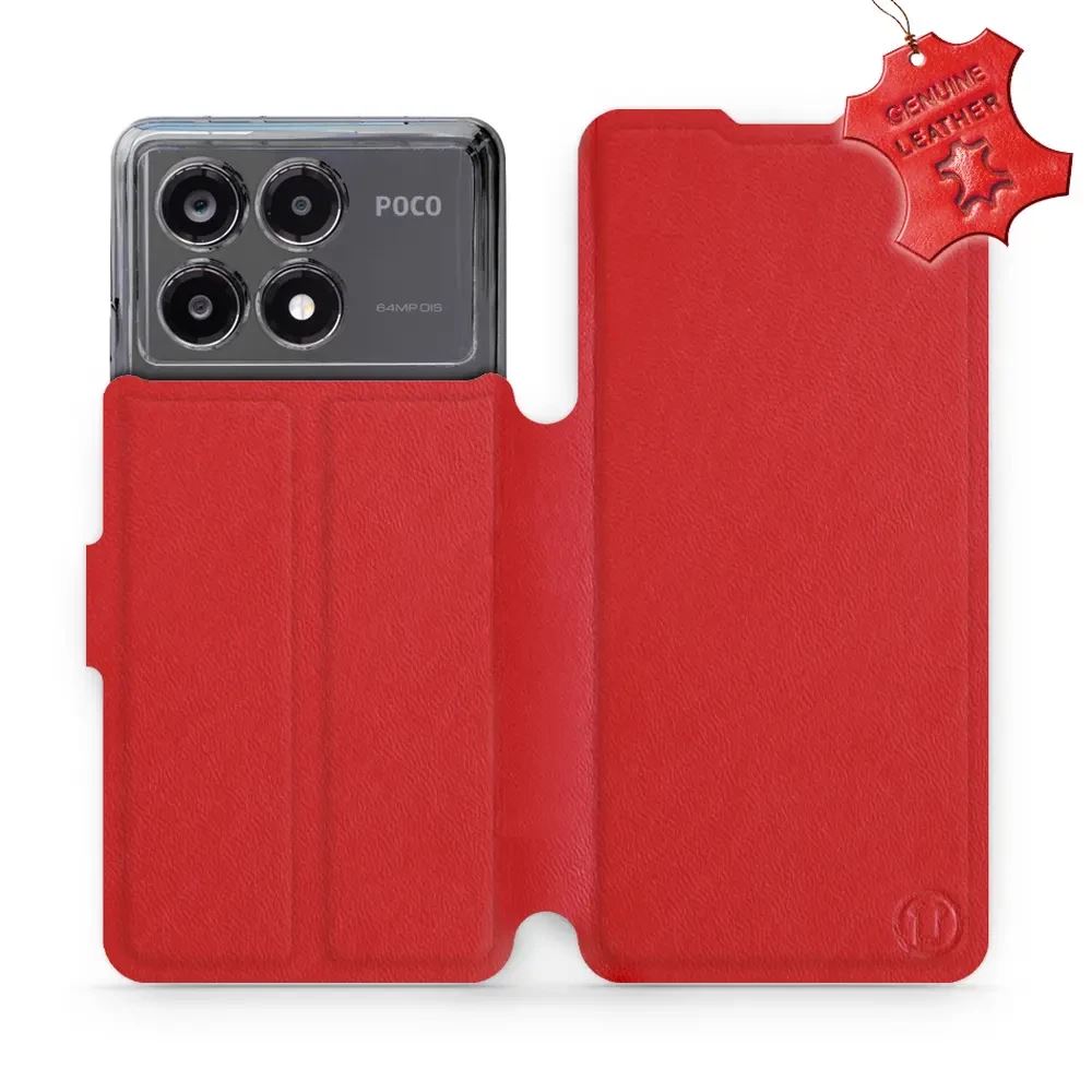 Kožené flip pouzdro Mobiwear - Xiaomi Poco X6 Pro 5G - Červené
