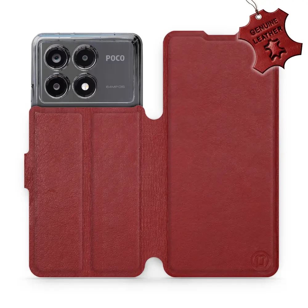 Kožené flip pouzdro Mobiwear - Xiaomi Poco X6 Pro 5G - Tmavě červené