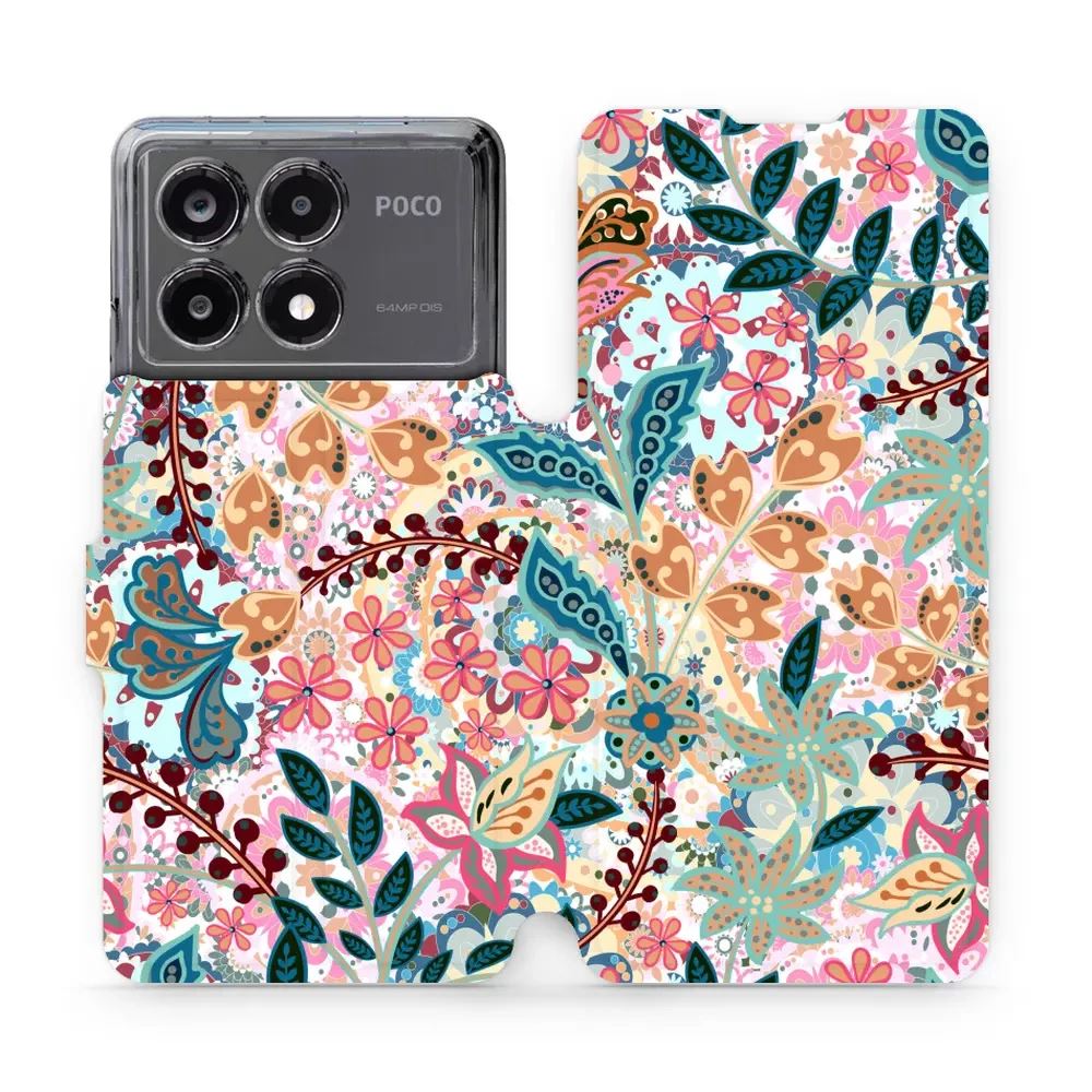 Flipové pouzdro Mobiwear - Xiaomi Poco X6 Pro 5G - MX04S Spletité kvítky a listy