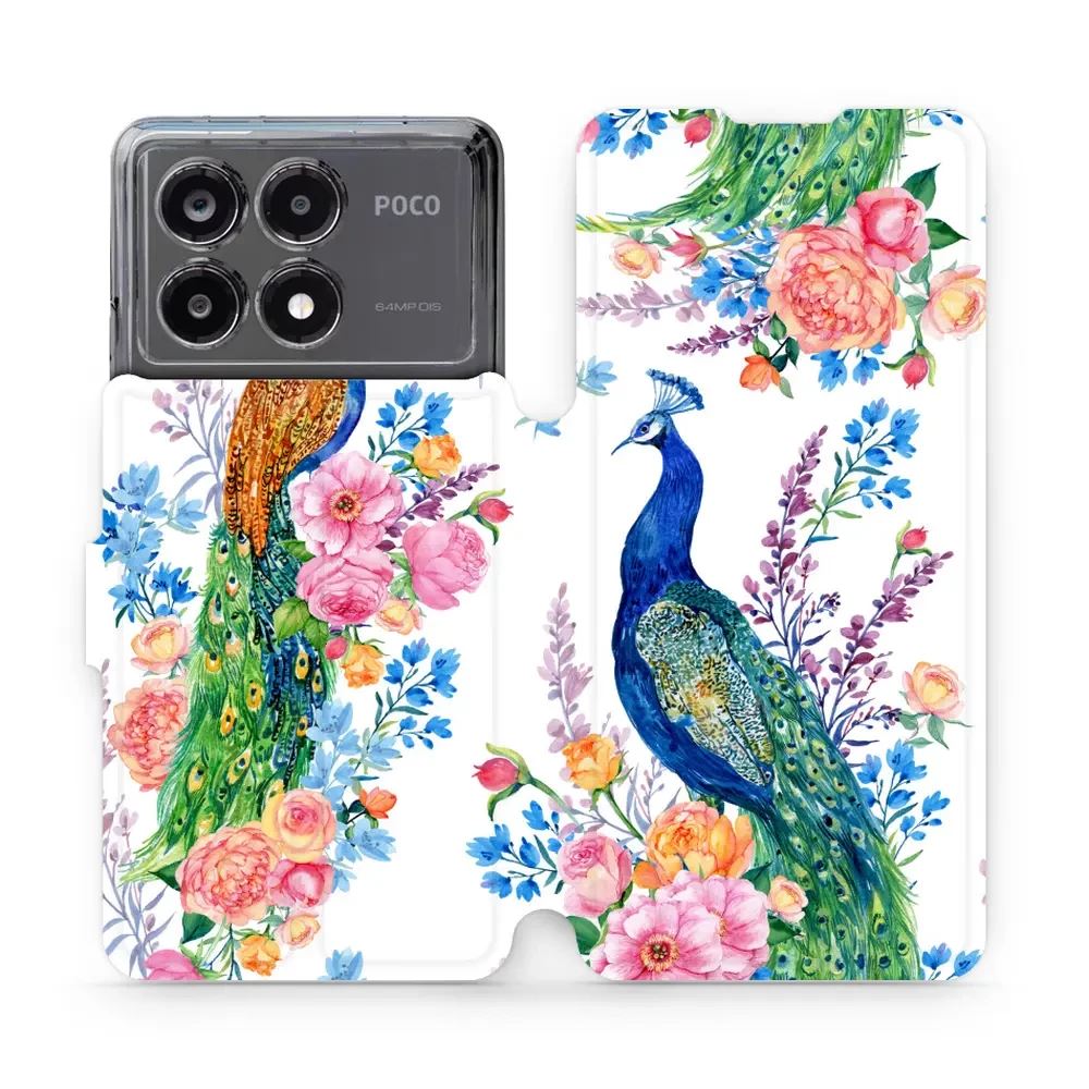 Flipové pouzdro Mobiwear - Xiaomi Poco X6 Pro 5G - MX08S Pávi