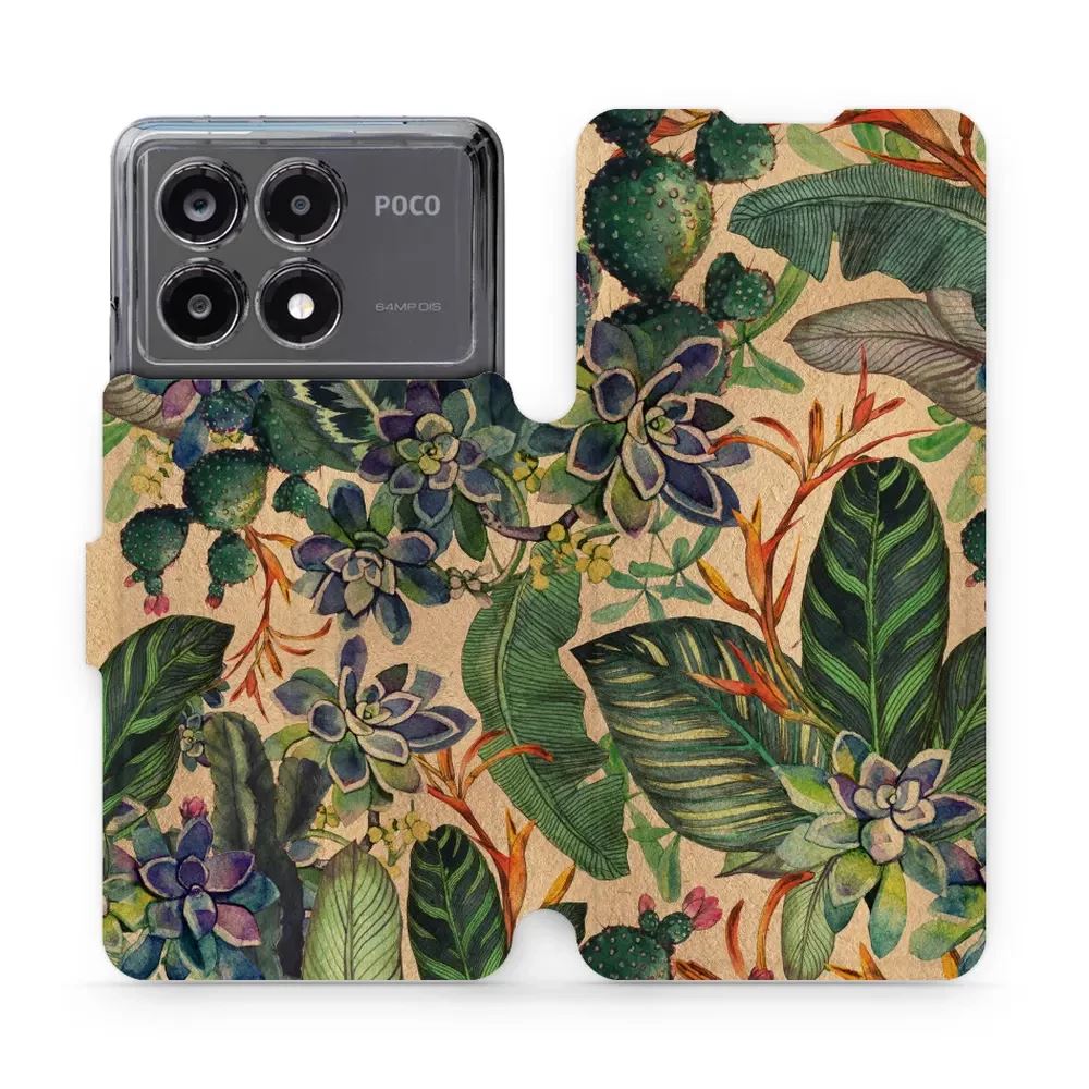 Flipové pouzdro Mobiwear - Xiaomi Poco X6 Pro 5G - VP05S Sukulenty