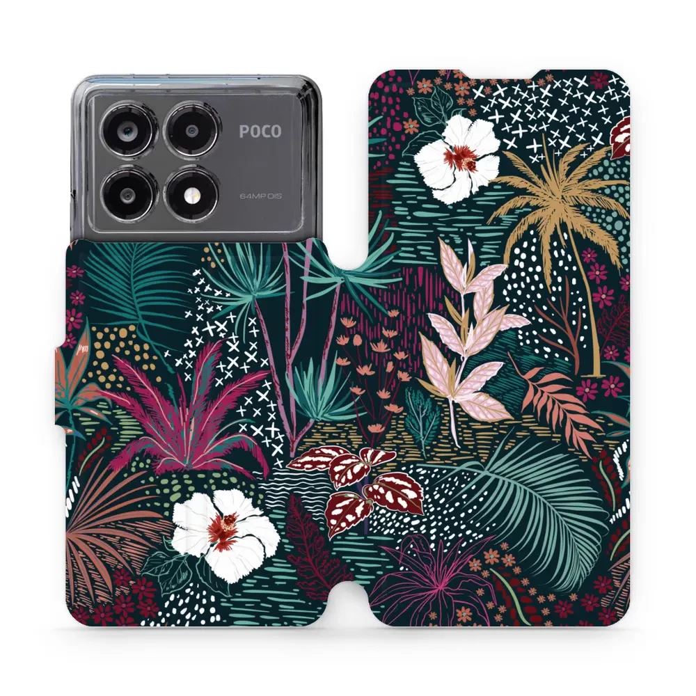 Flipové pouzdro Mobiwear - Xiaomi Poco X6 Pro 5G - VP13S Temná flóra